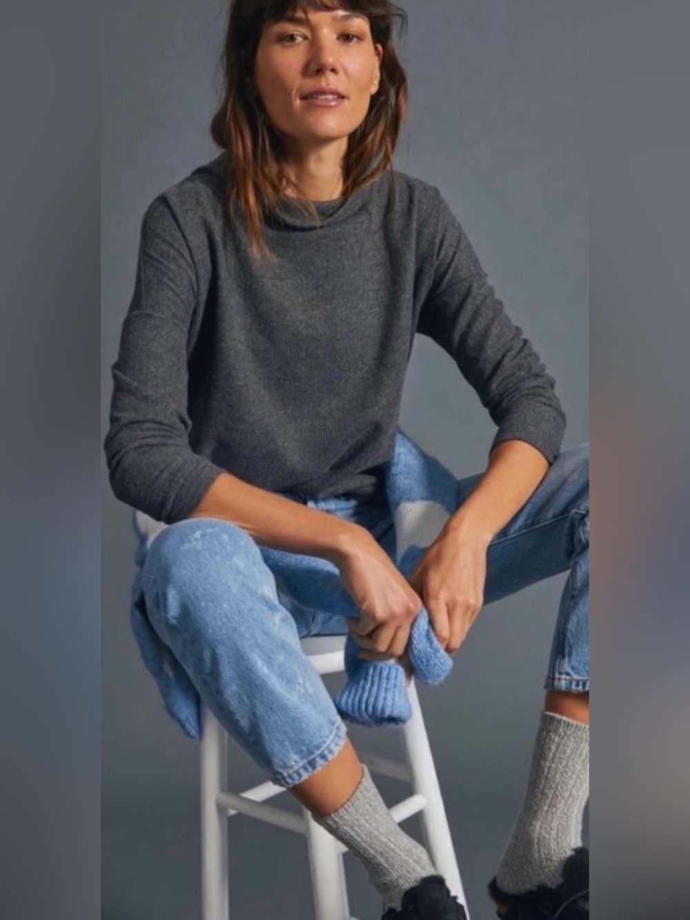Anthropologie - Theresa Mock Neck Ribbed Long Sleeve Lightweight Sweater Large